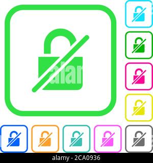 Unprotected vivid colored flat icons in curved borders on white background Stock Vector