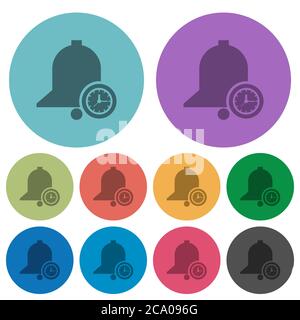 Reminder time darker flat icons on color round background Stock Vector