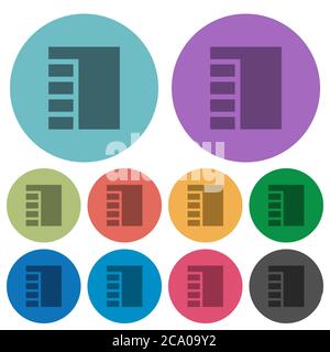 Vertical tabbed layout active darker flat icons on color round background Stock Vector