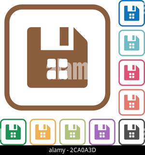File components simple icons in color rounded square frames on white background Stock Vector