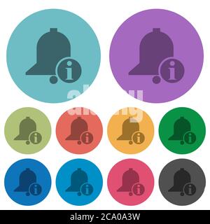 Reminder info darker flat icons on color round background Stock Vector