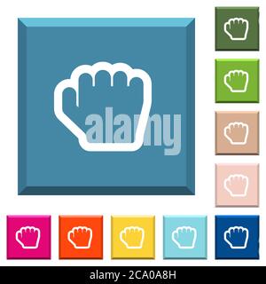 Grab cursor white icons on edged square buttons in various trendy colors Stock Vector