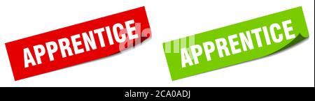 apprentice paper peeler sign set. apprentice sticker Stock Vector