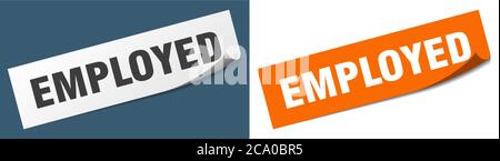 employed paper peeler sign set. employed sticker Stock Vector