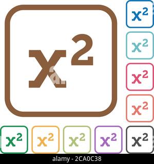 Math exponentiation simple icons in color rounded square frames on white background Stock Vector