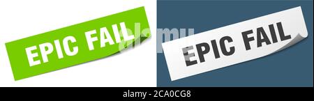 epic fail paper peeler sign set. epic fail sticker Stock Vector