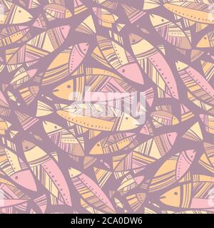 Tender colors abstract fish seamless pattern for background, wrap, fabric, textile, wrap, surface, web and print design. Pastel hues decorative coral Stock Vector