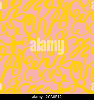 Cool abstract summer vibes modern urban seamless pattern for background, fabric, textile, wrap, surface, web and print design. messy wave stroke repea Stock Vector