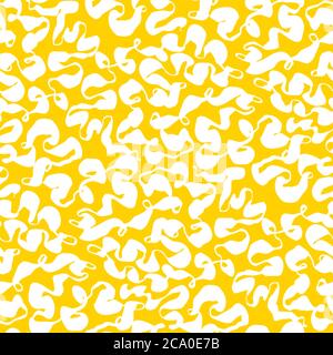 Positive summer mood simple mono-color seamless pattern for background, fabric, textile, wrap, surface, web and print design. White wave ribbon stroke Stock Vector