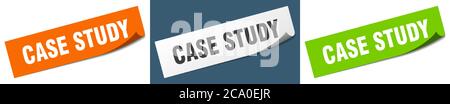 case study paper peeler sign set. case study sticker Stock Vector