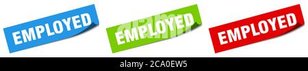 employed paper peeler sign set. employed sticker Stock Vector
