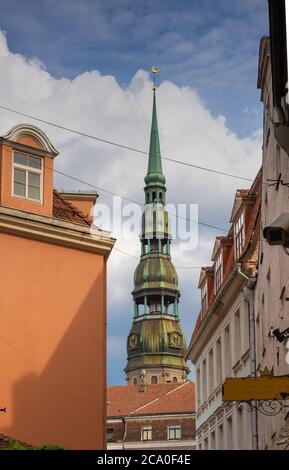 The charming streets of the old town of Riga, Latvia.  Founded in 1209 its old town is a UNESCO World Heritage Site. Stock Photo