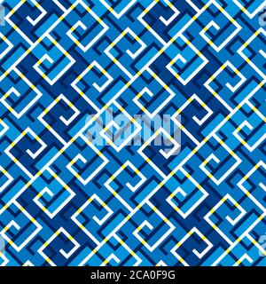 blue sea wave abstract ornamental seamless pattern for background, wrap, fabric, textile, wrap, surface, web and print design. digital style diagonal Stock Vector