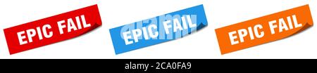 epic fail paper peeler sign set. epic fail sticker Stock Vector