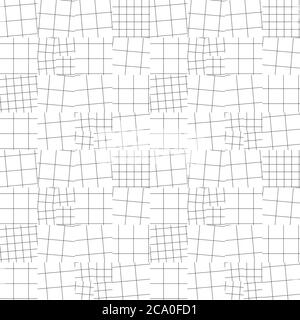 Modern light plaid seamless pattern for background, wrap, fabric, textile, wrap, surface, web and print design. Black and white geometric squire line Stock Vector