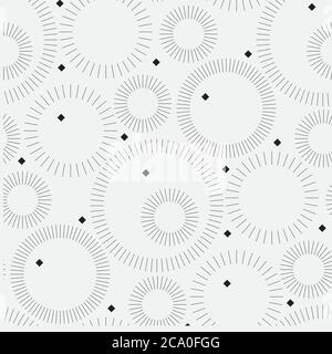 Circular abstract lines black and white seamless pattern for background, wrap, fabric, textile, wrap, surface, web and print design. Elegant minimal m Stock Vector