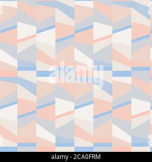 Patel candy colors geometric seamless pattern for background, wrap, fabric, textile, wrap, surface, web and print design.  Pale blue, rose and beige f Stock Vector