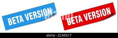 beta version paper peeler sign set. beta version sticker Stock Vector