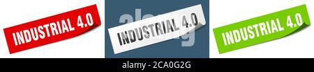 industrial 4.0 paper peeler sign set. industrial 4.0 sticker Stock Vector