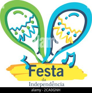 Brazil independence day label with maracas and palm tree - Vector ...