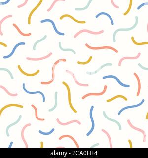 Abstract squiggle pattern design. Fun vector seamless repeat of wavy lines. Stock Vector