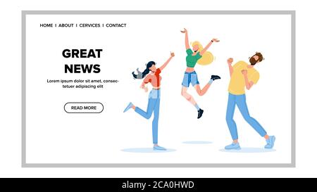 Great News Got People Student Man And Woman Vector Stock Vector