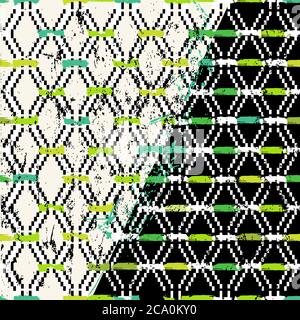 abstract geometric pattern background, with rhombus/squares, strokes and splashes, grungy Stock Vector
