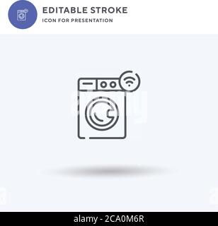 Smart Washing Machine icon vector, filled flat sign, solid pictogram isolated on white, logo illustration. Smart Washing Machine icon for presentation. Stock Vector