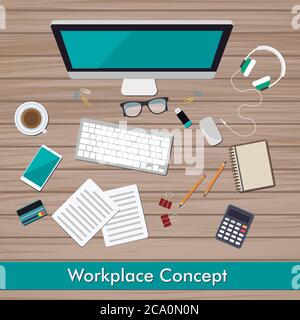 Workplace Concept and Business Elements Vector Design Stock Vector