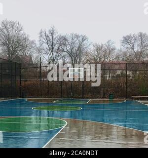 View of basketball hoop at public park Stock Photo