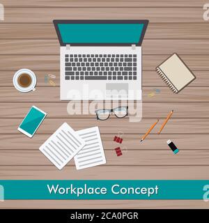 Workplace Concept and Business Elements Vector Design Stock Vector