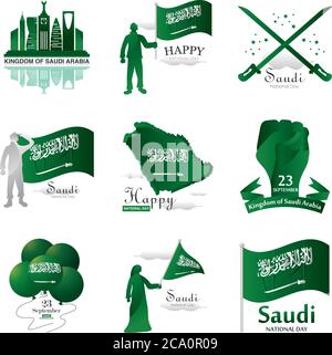 bundle of Saudi Arabia national day icons vector illustration design Stock Vector