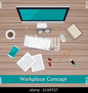 Workplace Concept and Business Elements Vector Design Stock Vector
