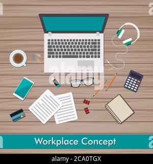 Workplace Concept and Business Elements Vector Design Stock Vector