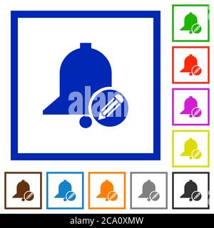 Edit reminder flat color icons in square frames on white background Stock Vector