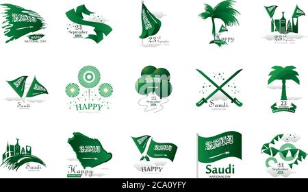 bundle of Saudi Arabia national day icons vector illustration design Stock Vector