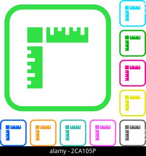 Page rulers vivid colored flat icons in curved borders on white background Stock Vector
