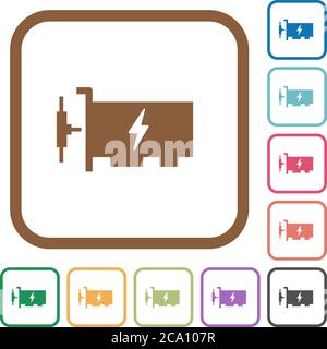 Fast ethernet network controller simple icons in color rounded square frames on white background Stock Vector