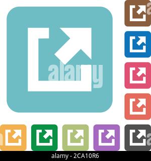 External link white flat icons on color rounded square backgrounds Stock Vector
