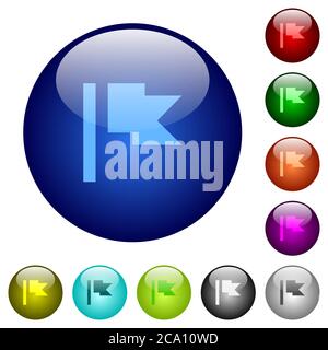 Flag icons on round color glass buttons Stock Vector