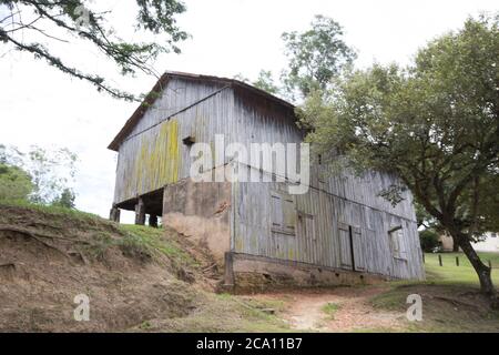antique granary on Varpa, little city on countryside of brazil, colonized by originating immigrants of latvia Stock Photo