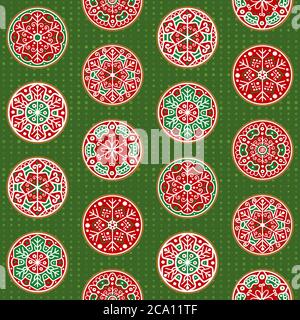 Set of festive hand-drawn Christmas snowflake decorations designs. Eight snowflake roundels collection. Seamless vector pattern. Scandinavian winter s Stock Vector