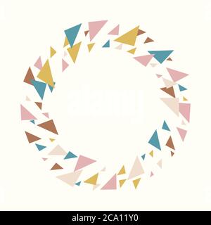 Abstract geometric background - multicolor triangles pattern. Vector illustration. Pastel blush pink and mustard yellow colors. Pastel colored triangl Stock Vector