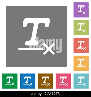 Clear text format flat icons on simple color square backgrounds Stock Vector