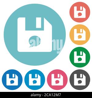 File comment flat white icons on round color backgrounds Stock Vector