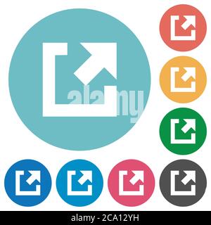 External link flat white icons on round color backgrounds Stock Vector