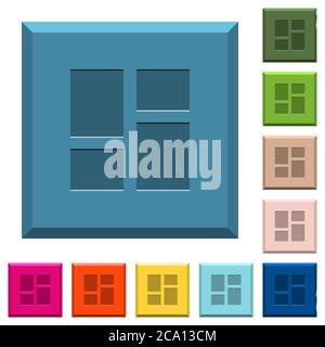 Dashboard engraved icons on edged square buttons in various trendy ...