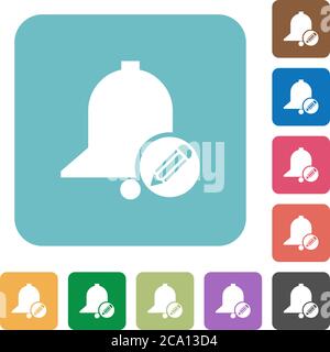Edit reminder white flat icons on color rounded square backgrounds Stock Vector