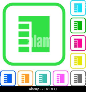 Vertical tabbed layout active vivid colored flat icons in curved borders on white background Stock Vector