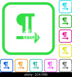 Left to right text direction vivid colored flat icons in curved borders on white background Stock Vector